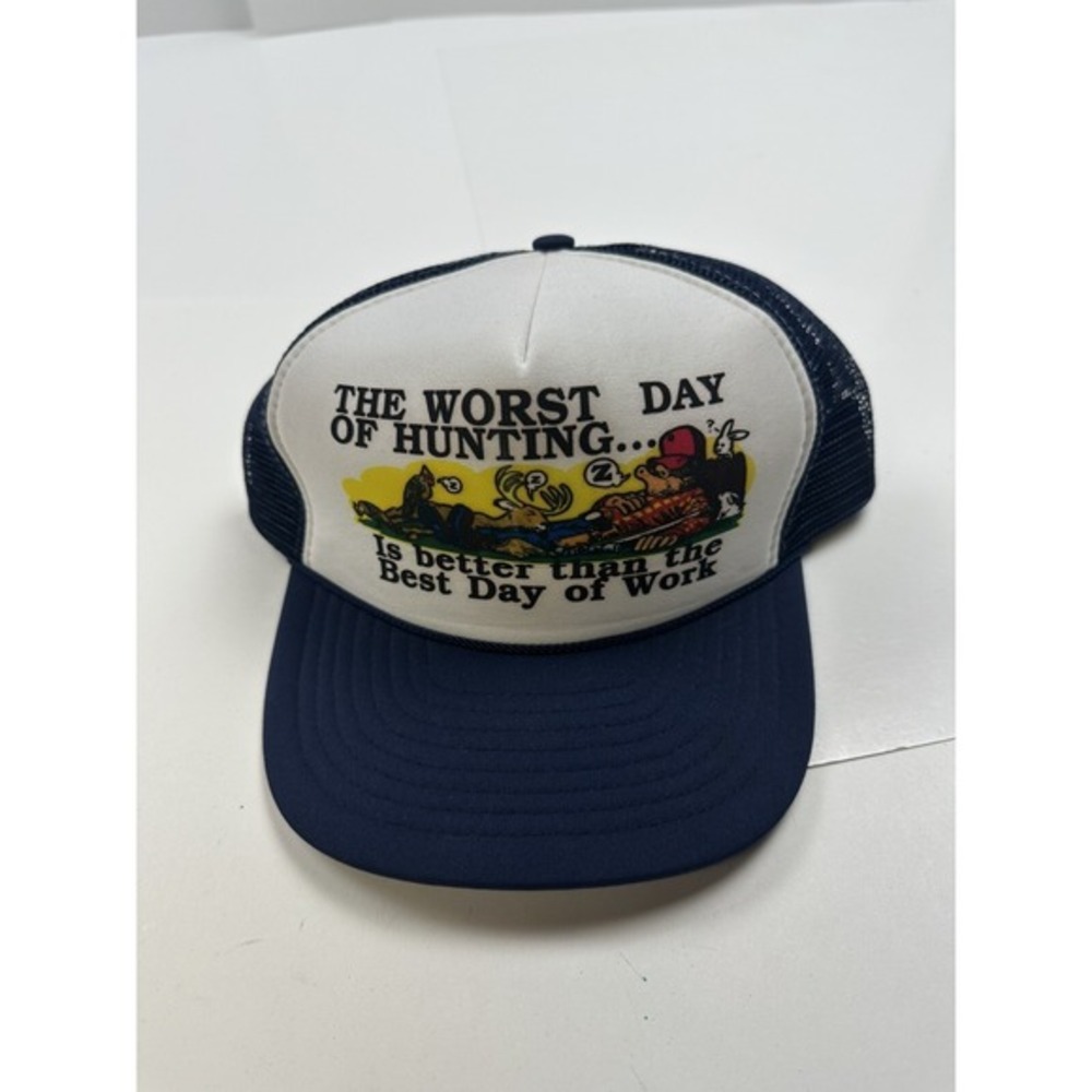 Vintage Hunting Trucker Hat Cap Mesh Snapback Nissin Funny‎